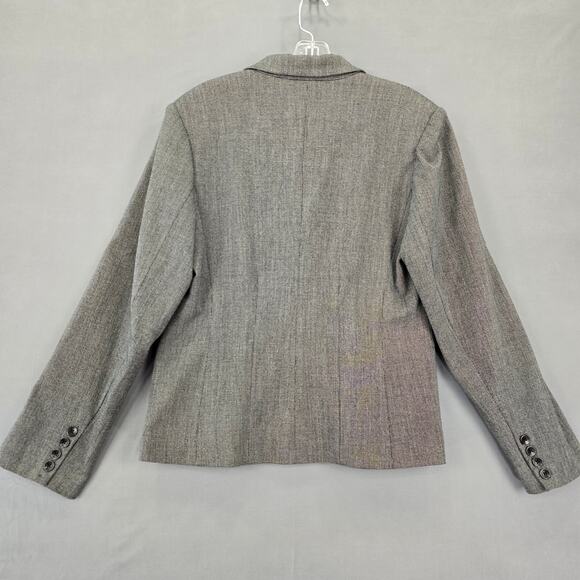 Rafaella Gray Suit Jacket Stretch Preppy Houndstooth Long Sleeve Button Women 12 - Picture 3 of 11